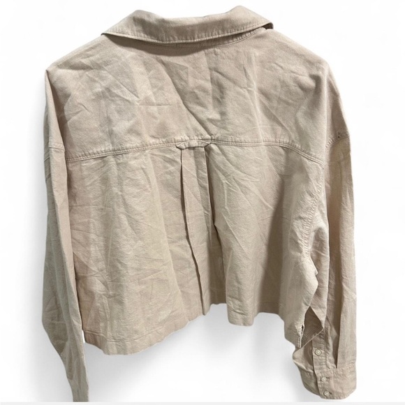 Offline by Aerie Tan Cropped Oversized Button-Up Shirt, NWT, Women’s Size Large - Picture 4 of 7
